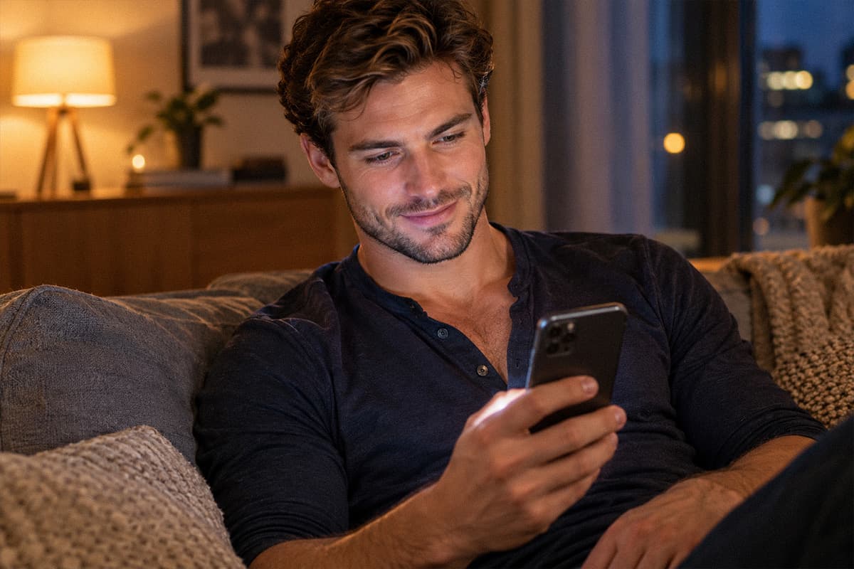 Ein Mann prüft Chatnachrichten auf seinem Smartphone
